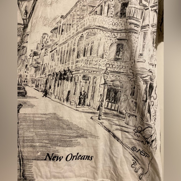 Sold!!!!Vtg New Orleans French Quarter Bourbon St Sketch Print  T-shirt - Picture 7 of 8